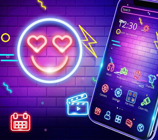 Neon Smile Face Emoji Theme - Image screenshot of android app