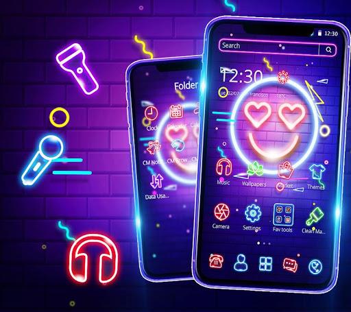 Neon Smile Face Emoji Theme - Image screenshot of android app