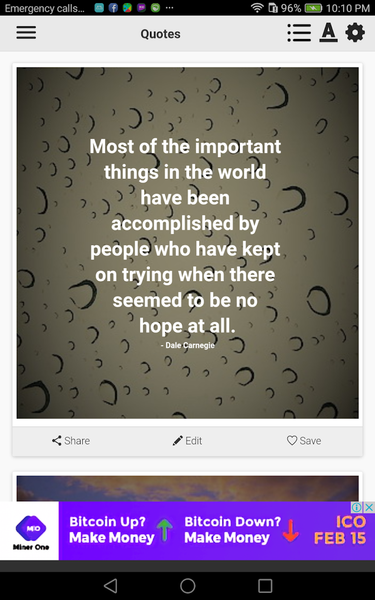 Don't Give Up Quotes - Image screenshot of android app