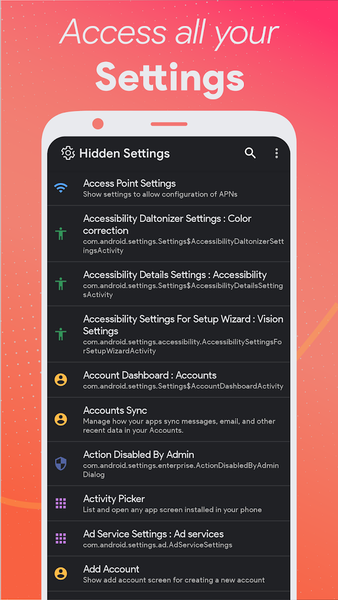 Settings: All Quick Access - Image screenshot of android app