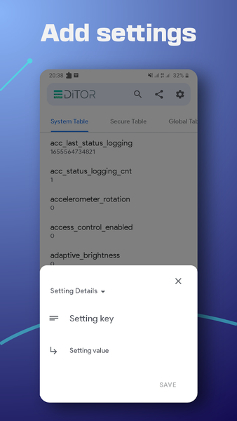 SetEdit: Settings Editor - Image screenshot of android app