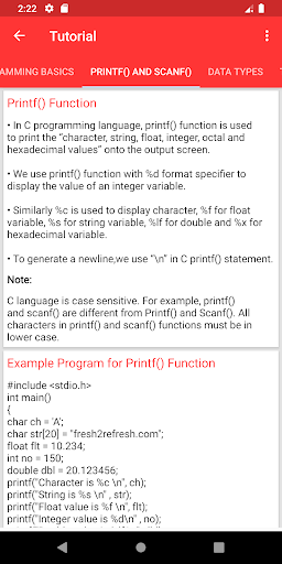 Learn C - عکس برنامه موبایلی اندروید