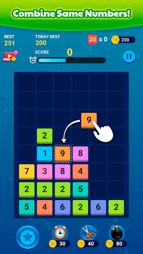 Merge Block: Number Merge Game - Gameplay image of android game