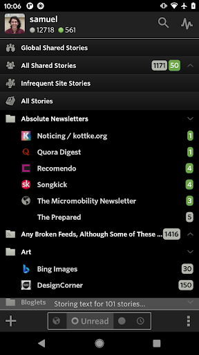 NewsBlur - عکس برنامه موبایلی اندروید