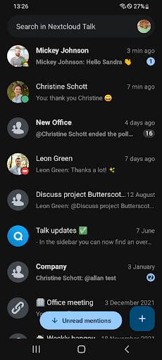 Nextcloud Talk - عکس برنامه موبایلی اندروید