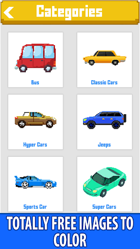 Cars Pixel Art Color by Number - Image screenshot of android app