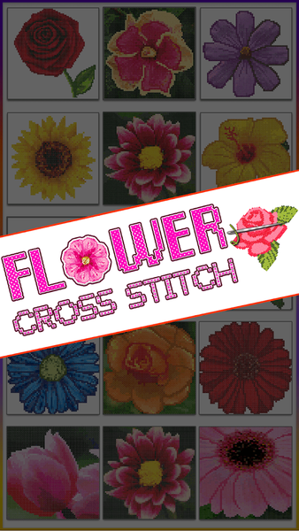 Flowers Cross Stitch Coloring - Image screenshot of android app