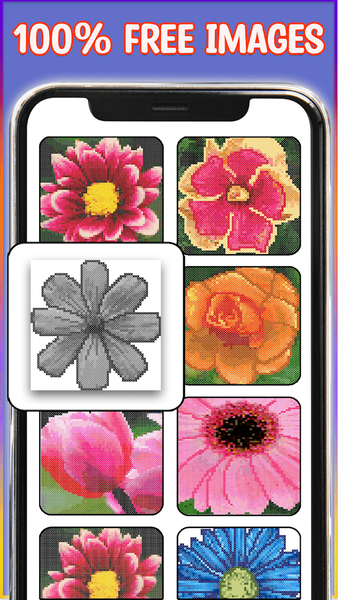 Flowers Cross Stitch Coloring - Image screenshot of android app