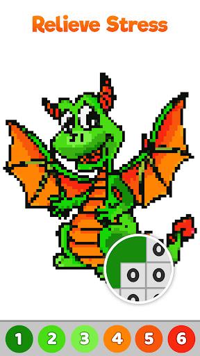 Dragon Pixel Art Coloring Book - عکس برنامه موبایلی اندروید