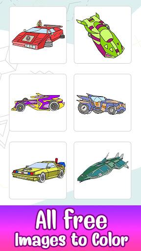 Futuristic Cars Color by Number:Glitter Paint Book - Image screenshot of android app
