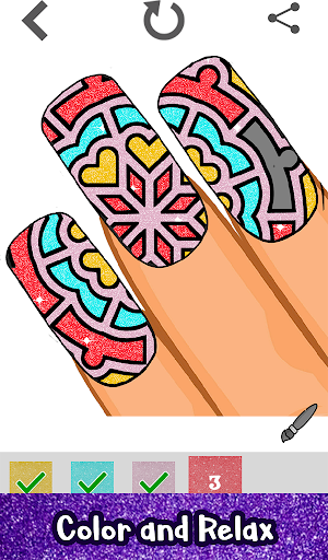 Glitter Acrylic Nails Color by Number-Nail Polish - Image screenshot of android app