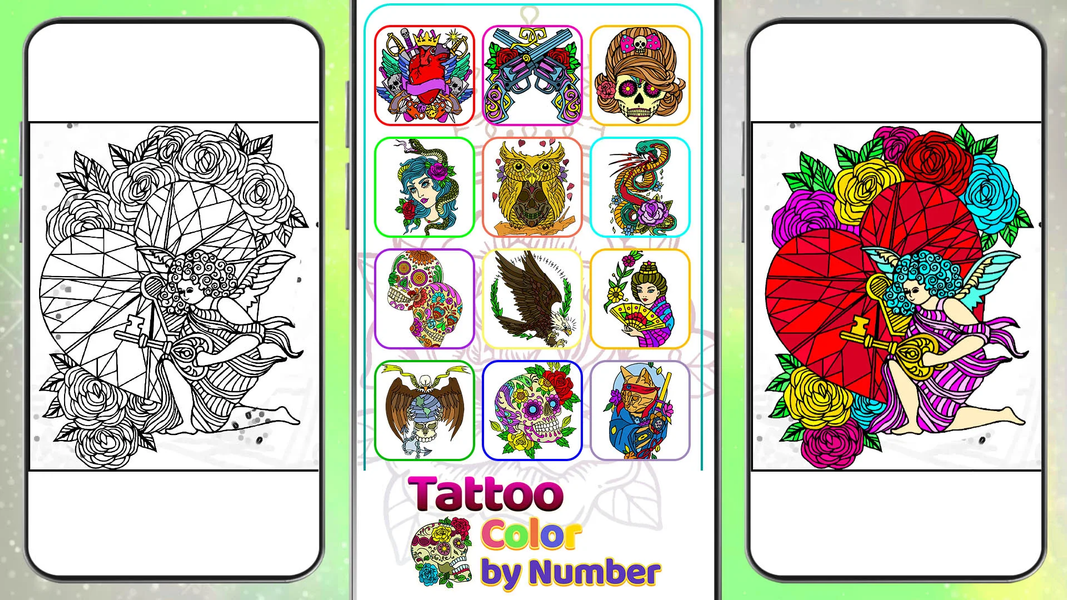 Tattoo Paint by Number Drawing - Image screenshot of android app