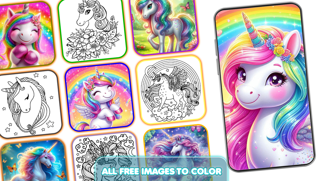 Unicorn Glitter Coloring Game - عکس برنامه موبایلی اندروید
