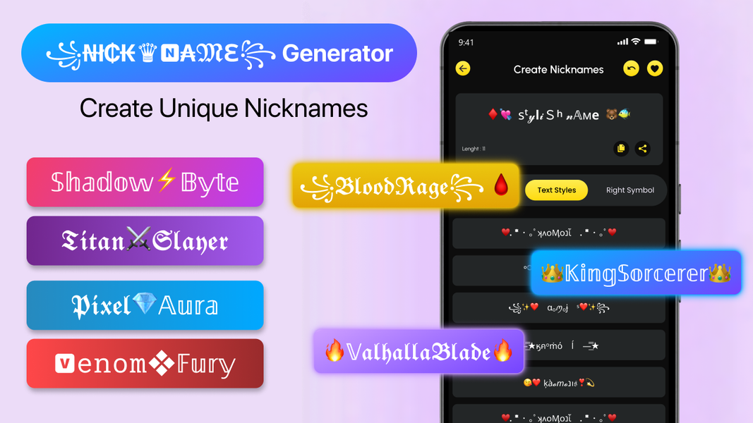 Nickname Generator: Name Style - عکس برنامه موبایلی اندروید