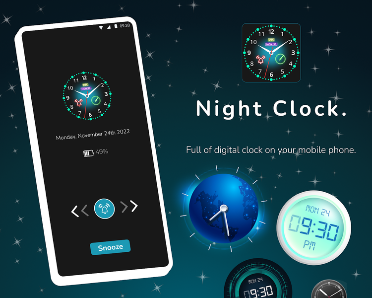 Digital Clock: Night Clock - عکس برنامه موبایلی اندروید