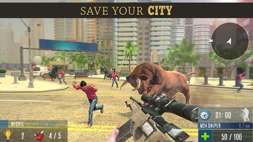 Angry Bull Attack Shooting - Gameplay image of android game