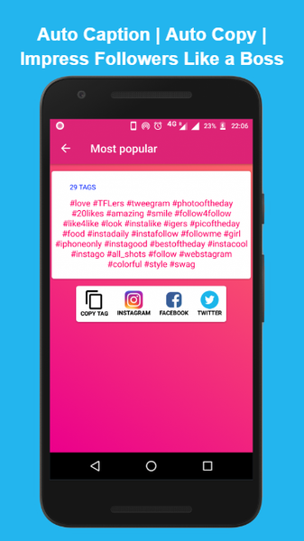 HashTags for Instagram Faceboo - عکس برنامه موبایلی اندروید