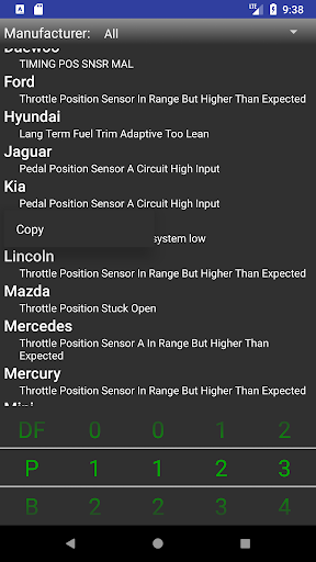OBDII Trouble Codes Lite - Image screenshot of android app