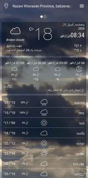 پیش بینی پیشرفته آب و هوا🌧️ - عکس برنامه موبایلی اندروید