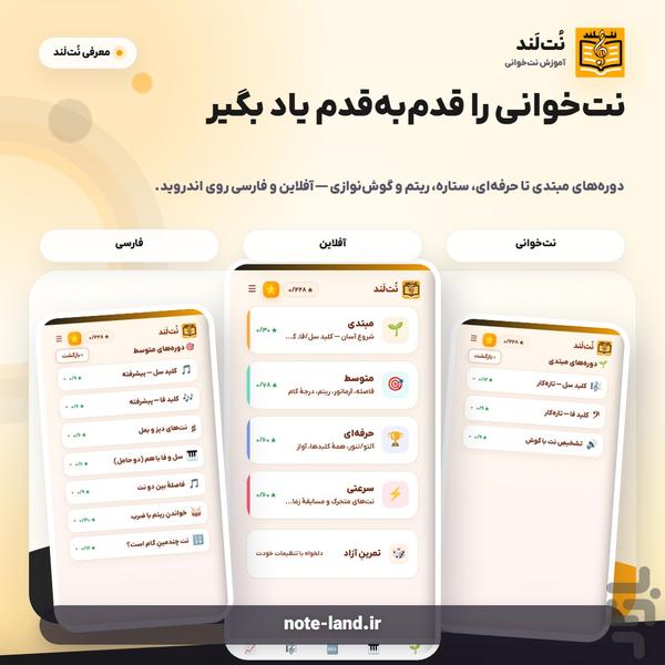 نُت‌لَند:نت‌خوانی ساده تر از همیشه - Image screenshot of android app