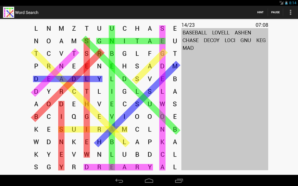 Word Search - Gameplay image of android game