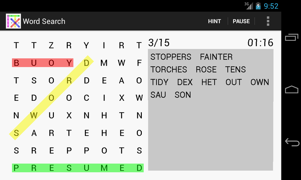 Word Search - Gameplay image of android game