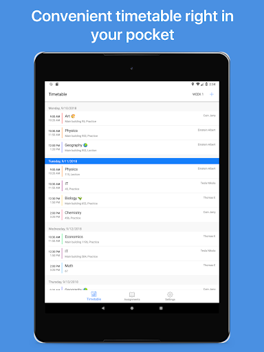 Schedule & homework - Weeklie - Image screenshot of android app