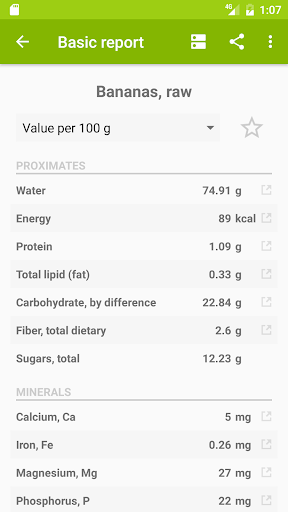 Nutrition facts - Image screenshot of android app