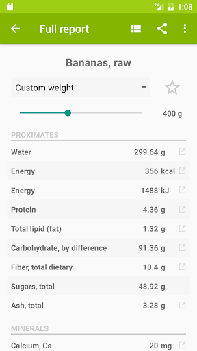 Nutrition facts - Image screenshot of android app
