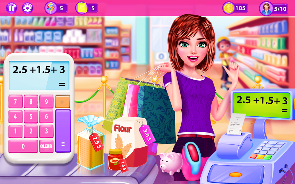 Girl Cashier -Grocery Shopping - Gameplay image of android game