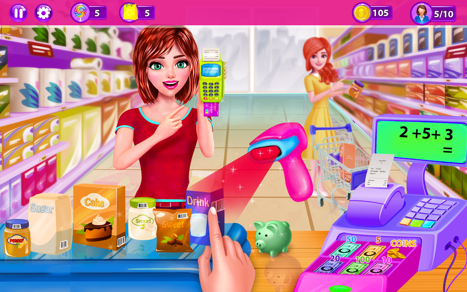 Girl Cashier -Grocery Shopping - عکس بازی موبایلی اندروید