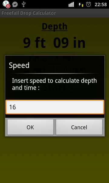 Freefall Depth Stopwatch - Image screenshot of android app