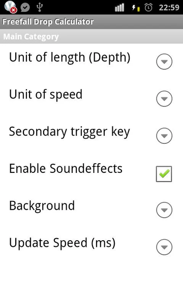 Freefall Depth Stopwatch - Image screenshot of android app