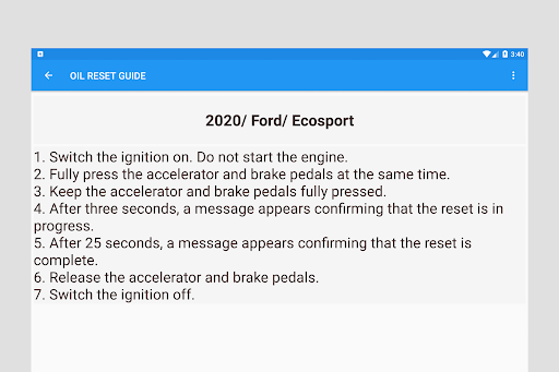 Reset Oil Service Guide Lite - عکس برنامه موبایلی اندروید