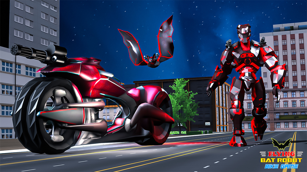 Flying Bat Bike Robot 3D - Gameplay image of android game