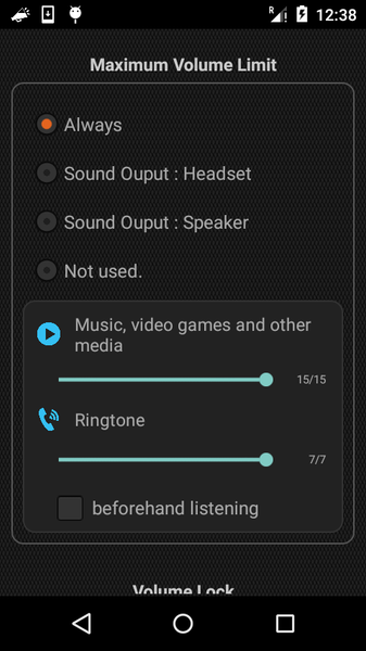 Volume Limiter, Volume Lock - Image screenshot of android app