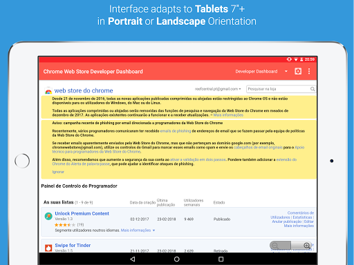 Developer Dashboard for Chrome Web Store - Image screenshot of android app