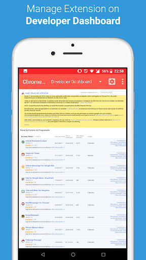 Developer Dashboard for Chrome Web Store - Image screenshot of android app