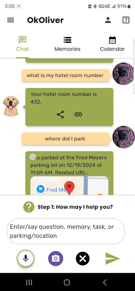 OkOliver Chatbot - Memory help - عکس برنامه موبایلی اندروید