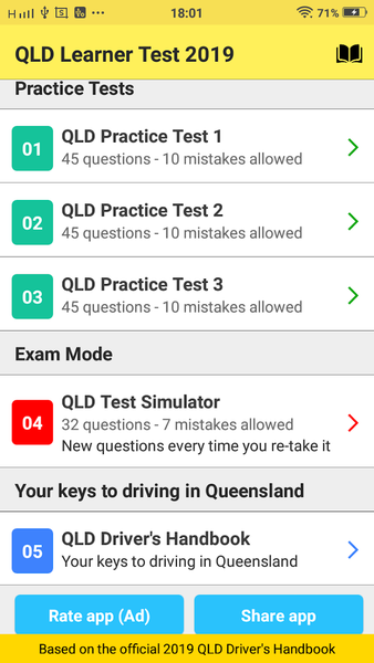 QLD Learner Test - عکس برنامه موبایلی اندروید