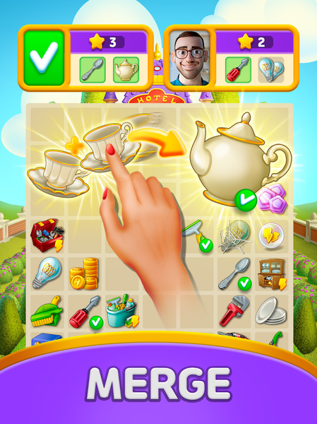Merge Hotel : Makeover Design - Gameplay image of android game