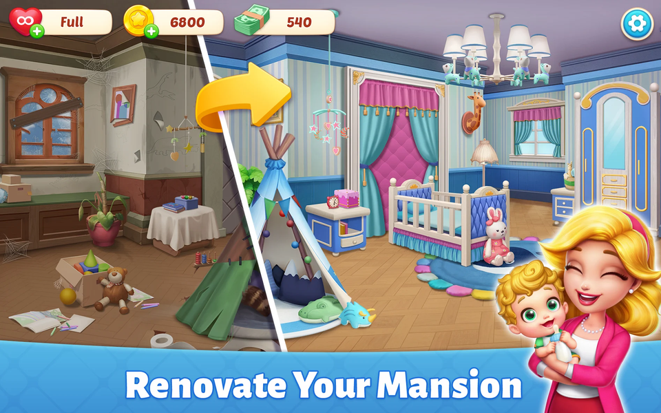 Baby Mansion-home makeover - Gameplay image of android game