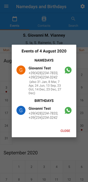 Namedays and Birthdays - Image screenshot of android app