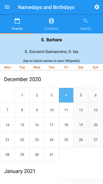 Namedays and Birthdays - Image screenshot of android app