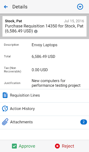 Approvals for EBS - Image screenshot of android app