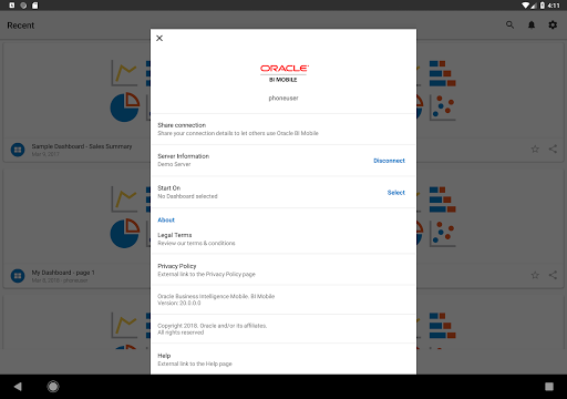 Oracle BI Mobile (Deprecated) - Image screenshot of android app
