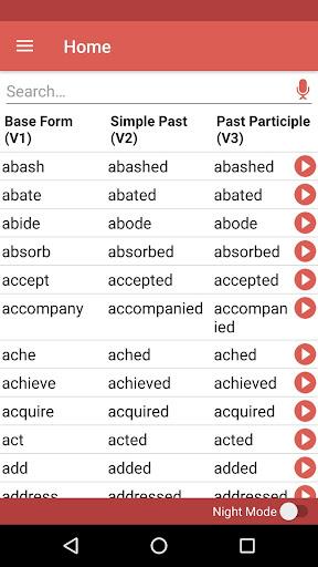 English Verbs: Regular and Irr - Image screenshot of android app