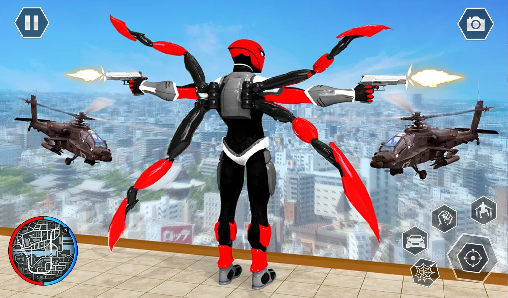 Black Spider Rope SuperHero - Gameplay image of android game