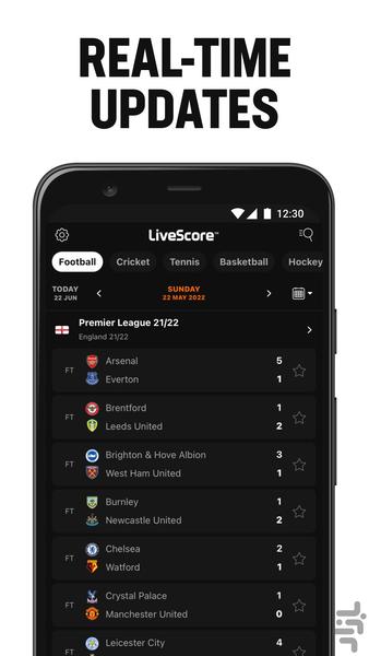 LiveScore: نمرات ورزشی زنده - عکس برنامه موبایلی اندروید