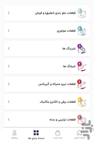 فروشگاه لوازم یدکی پکیج خودرو - عکس برنامه موبایلی اندروید